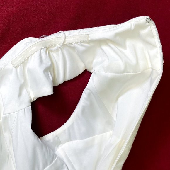 Classy Minimalist Wedding Dress Adrianna Papell Luxury Mid-Length Gown Size 4 - Picture 11 of 14